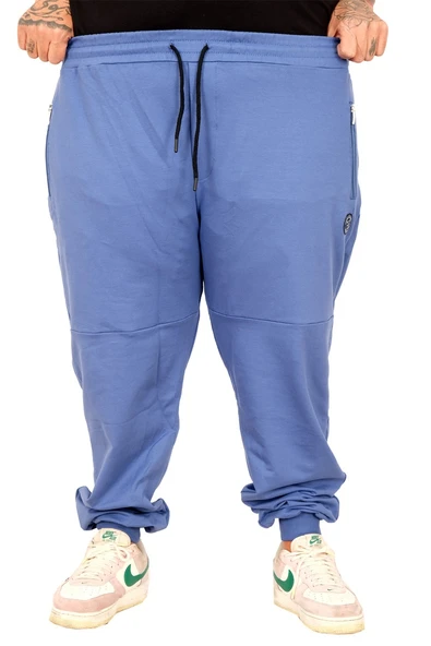 Mode XL Büyük Beden Eşofman Altı DarPaça  Zippered 22501 İndigo - Resim 4