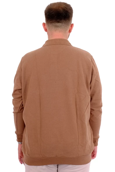Mode XL Büyük Beden Erkek Sweat Polo Selanik Basic 20441 Sütlü Kahve - 7