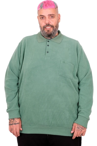 Mode XL Erkek Sweat Polo Cepli Selanik Basic 20441 Çağla - Resim 4