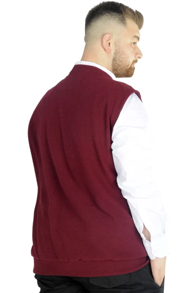 Mode XL Büyük Beden Erkek Yelek Selanik 20545 Bordo - 3
