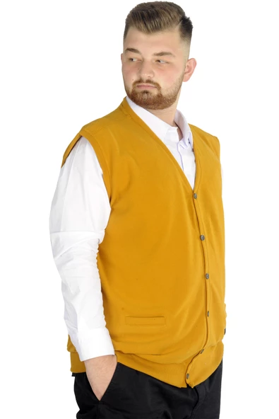 Mode XL Büyük Beden Erkek Yelek Selanik 20545 Hardal - 2