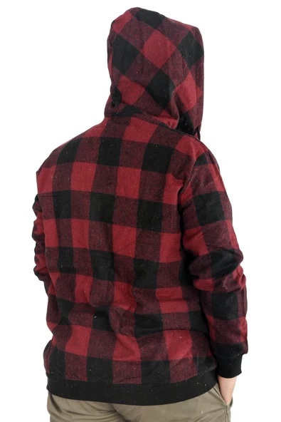 Mode XL Erkek Oduncu Kapsonlu Sweat Pocket 21574 Vişne - Resim 4