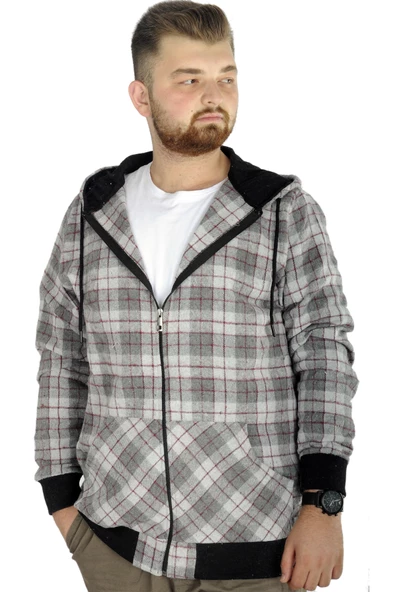 Mode XL Erkek Oduncu Kapsonlu Sweat Pocket 21574 Gri ürün görseli