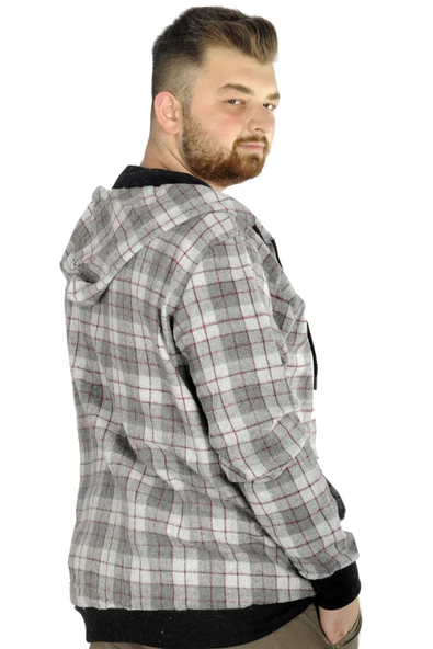 Mode XL Erkek Oduncu Kapsonlu Sweat Pocket 21574 Gri - Resim 3