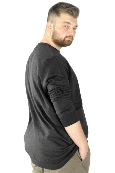 Mode XL Büyük Beden Kazak Bisiklet Yaka 22207 Antrasit - 3