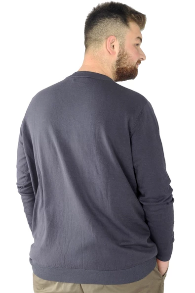 Mode XL Büyük Beden Kazak Bisiklet Yaka 22207 Füme - 3