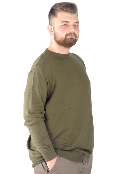 Mode XL Büyük Beden Kazak Bisiklet Yaka 22207 Haki - 2