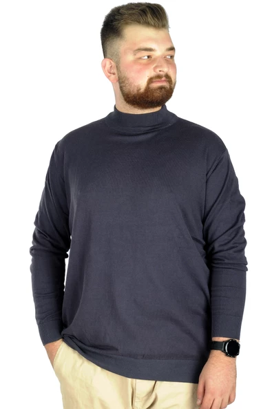 Mode XL Büyük Beden Kazak Yarım Balıkçı 22208 Füme - 2