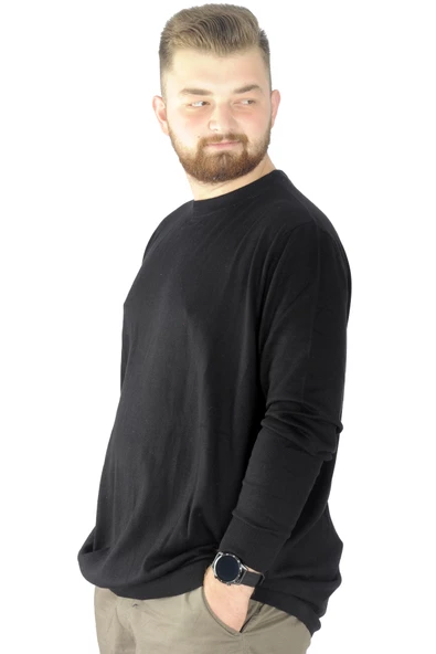 Mode XL Büyük Beden Kazak Bisiklet Yaka 22207 Siyah - 2