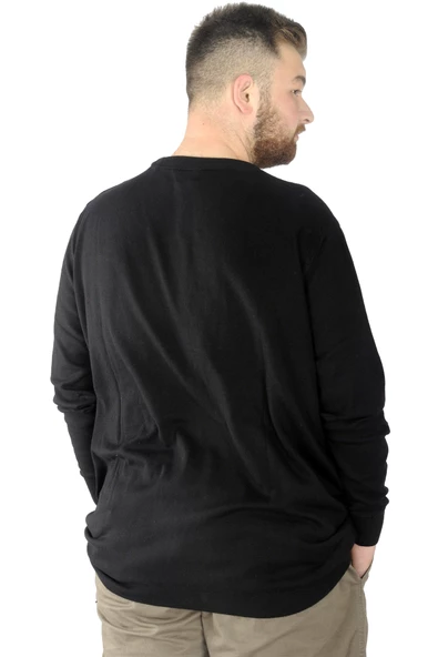 Mode XL Büyük Beden Kazak Bisiklet Yaka 22207 Siyah - 3