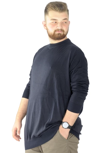 Mode XL Büyük Beden Kazak Bisiklet Yaka 22207 Lacivert - 2