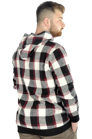 Mode XL Erkek Oduncu Kapsonlu Sweat Kanguru 22528 Bordo - Resim 3