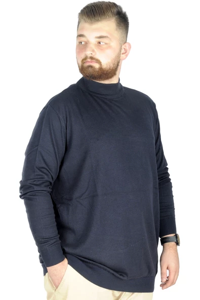 Mode XL Büyük Beden Kazak Yarım Balıkçı 22208 Lacivert - 2