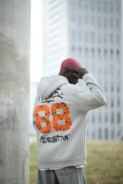 Blow Up Kapşonlu 3 İplik Kalın İçi Polarlı Oversize Baskılı Erkek Sweatshirt - 3