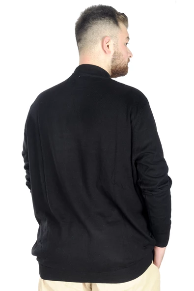 Mode XL Büyük Beden Kazak Yarım Balıkçı 22208 Siyah - 4