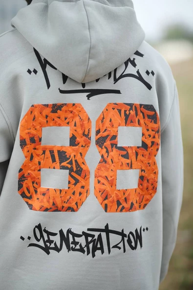 Blow Up Kapşonlu 3 İplik Kalın İçi Polarlı Oversize Baskılı Erkek Sweatshirt - 4