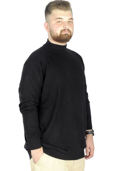 Mode XL Büyük Beden Kazak Yarım Balıkçı 22208 Siyah - 3