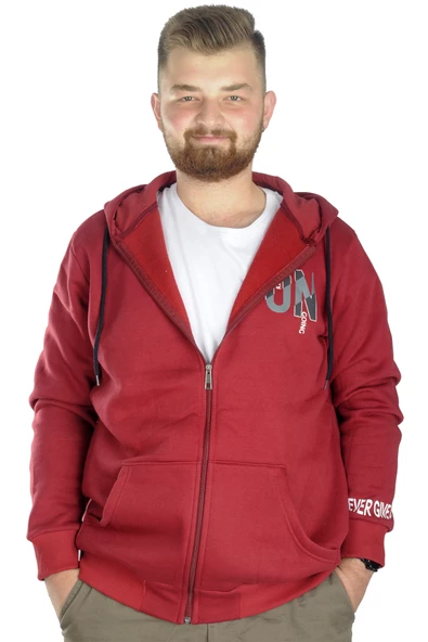 Mode XL Erkek Sweat Kapşon Fermuarlı Keep On 22533 Bordo ürün görseli