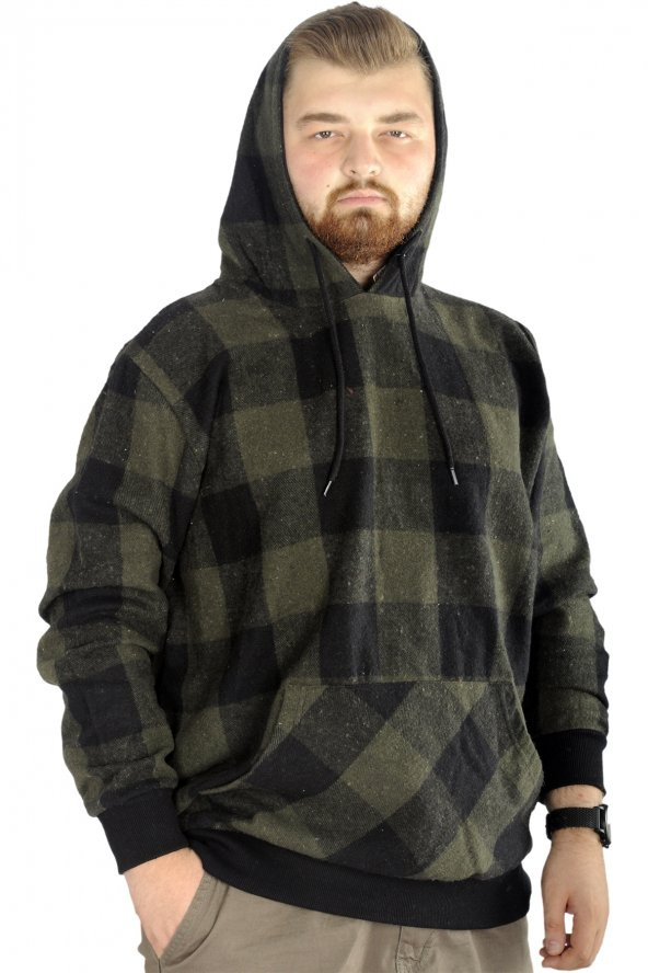 Mode XL Erkek Oduncu Kapsonlu Sweat Kanguru 22528 Siyah - 2