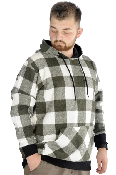 Mode XL Erkek Oduncu Kapsonlu Sweat Kanguru 22528 Haki - 2