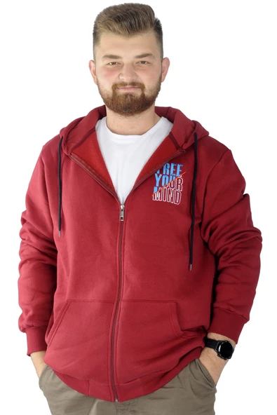 Mode XL Erkek Sweat Fermuarlı Free Your Mind 22536 Bordo ürün görseli