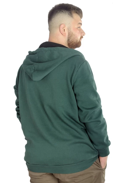 Mode XL Erkek Sweat Kapşonlu Fermuarlı Vintage 22537 Nefti - Resim 3