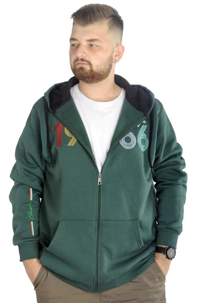 Mode XL Erkek Sweat Kapşonlu Fermuarlı Vintage 22537 Nefti ürün görseli 1