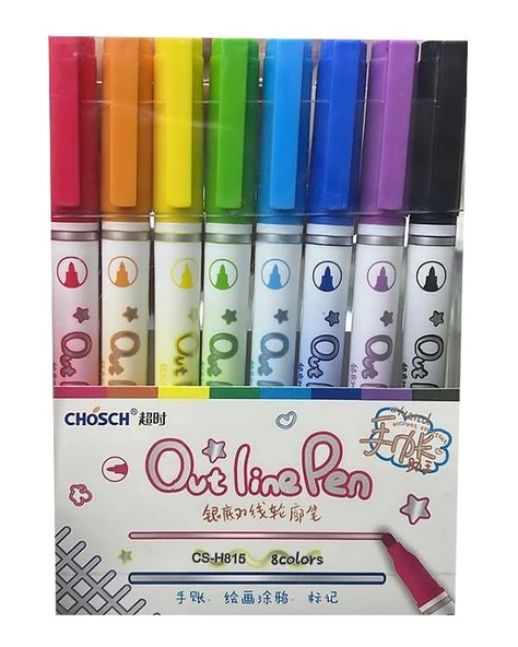 Chosch Çift Çizgili Fosforlu Kalem 8 Renk CS H815