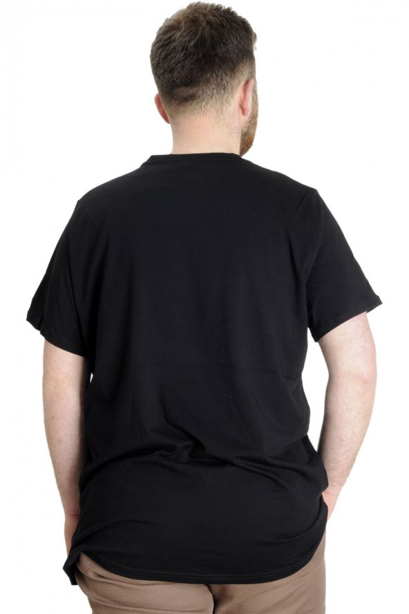 Mode XL Büyük Beden Erkek T-shirt TELEPATHIC 23132 Siyah - 4