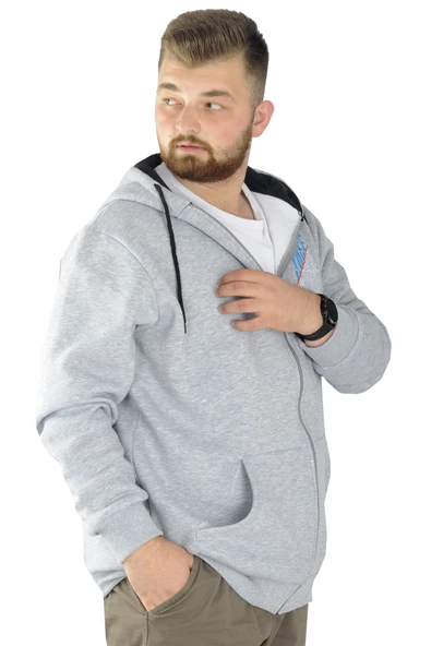 Mode XL Erkek Sweat Fermuarlı Free Your Mind 22536 Grimelanj - Resim 2