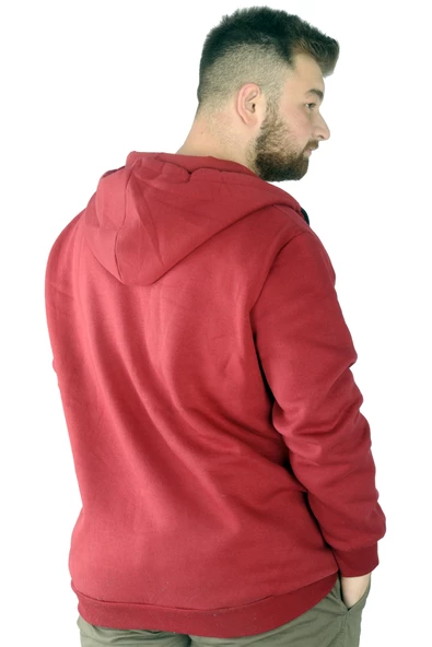 Mode XL Erkek Sweat Fermuarlı Free Your Mind 22536 Bordo - Resim 4