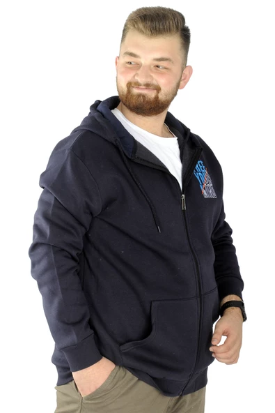 Mode XL Erkek Sweat Fermuarlı Free Your Mind 22536 Lacivert - 2