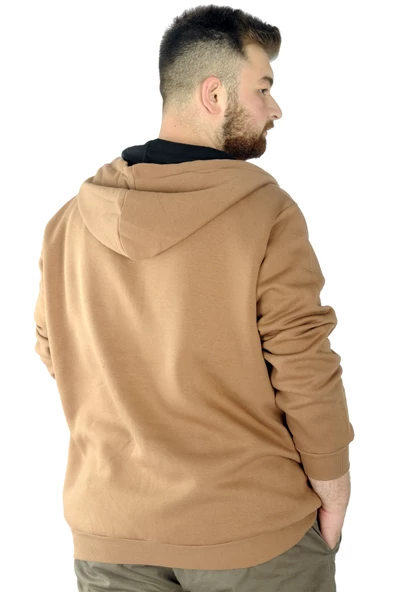 Mode XL Erkek Sweat Fermuarlı Free Your Mind 22536 Sütlükahve - 4