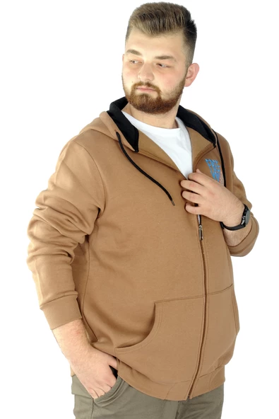 Mode XL Erkek Sweat Fermuarlı Free Your Mind 22536 Sütlükahve - 3
