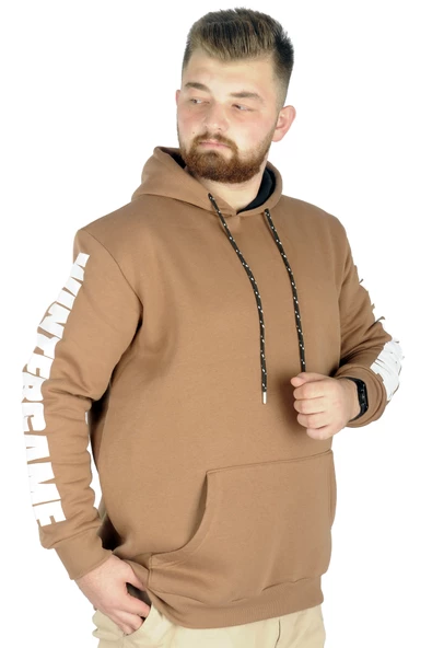 Mode XL Erkek Sweat Kapşon Kanguru Wintergame 22541 SütlüKahve - 2