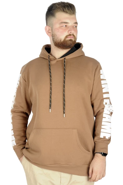Mode XL Erkek Sweat Kapşon Kanguru Wintergame 22541 SütlüKahve