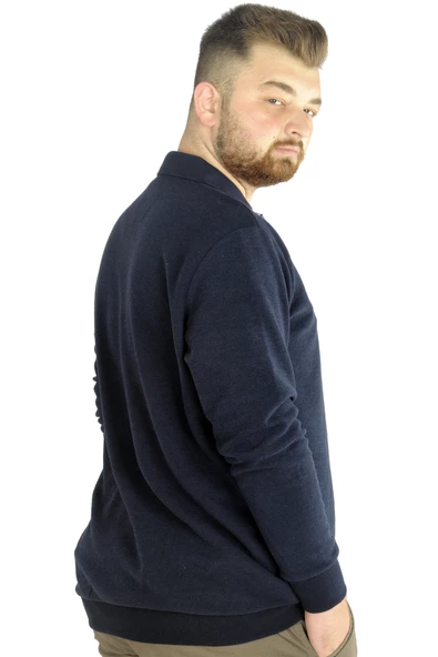 Mode XL Erkek Uzun Kol Polo Mode Waffle 22447 Lacivert - 3