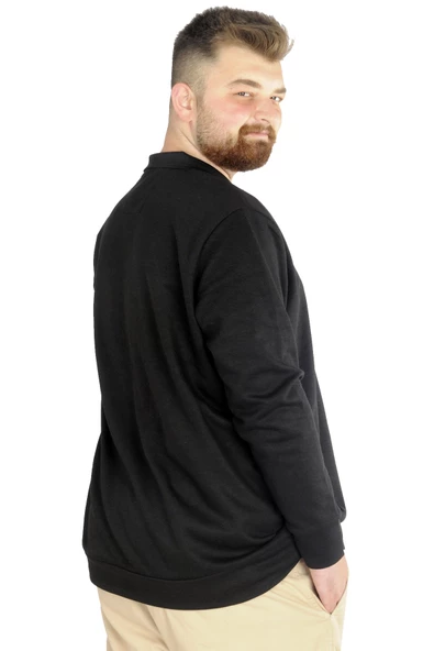 Mode XL Erkek Uzun Kol Polo Cepli İnterlok M 22460 Siyah - Resim 3