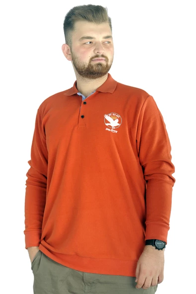 Mode XL Erkek Uzun Kol Polo Bird Waffle 22444 Oranj