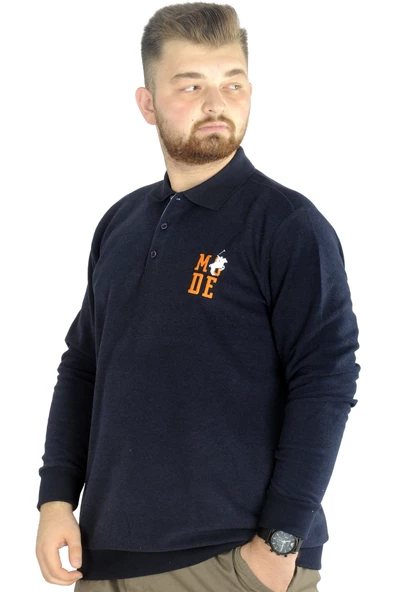 Mode XL Erkek Uzun Kol Polo Mode Waffle 22447 Lacivert - 2