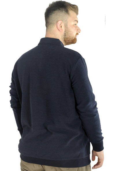 Mode XL Erkek Uzun Kol Polo Explore Waffle 22448 Lacivert - Resim 3