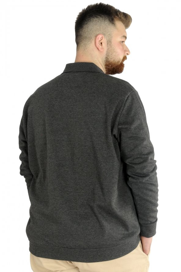Mode XL Erkek Uzun Kol Polo Cepli İnterlok M 22460 Antramelanj - 3