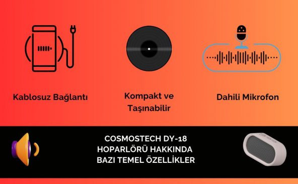 Cosmostech Dy-18 Kablosuz Bluetooth Speaker Hoparlör, Taşınabilir, Yüksek Ses Kalitesi - 4
