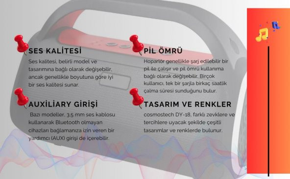 Cosmostech Dy-18 Kablosuz Bluetooth Speaker Hoparlör, Taşınabilir, Yüksek Ses Kalitesi - 5