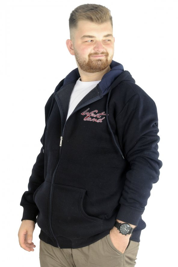 Mode XL Erkek Sweat Kapşon West Lamb 22524 Lacivert - Resim 2