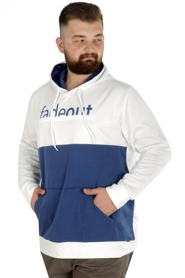 Mode XL Erkek Sweat Kapşon Fadeout 22526 Ekru