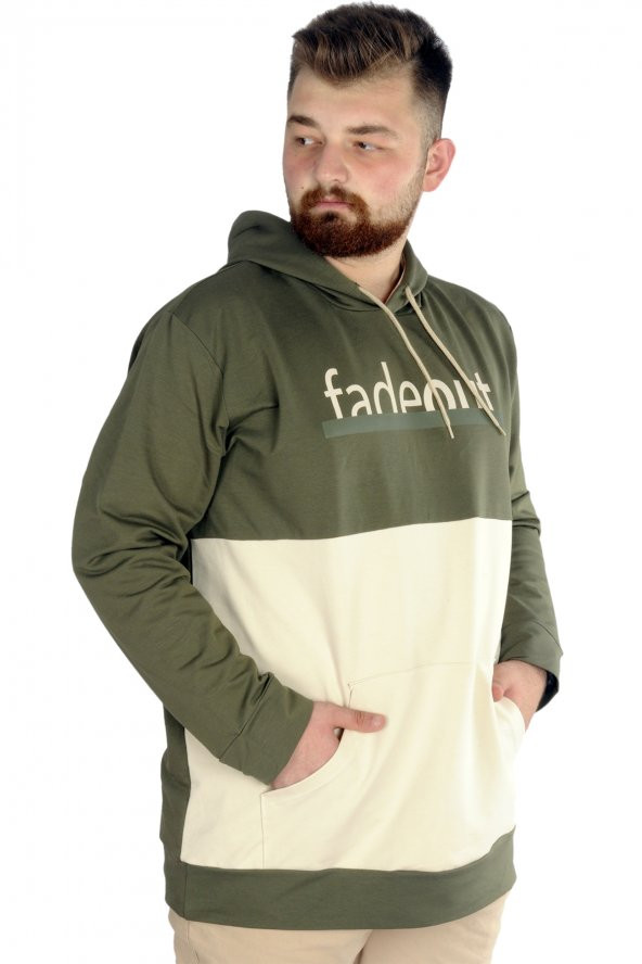 Mode XL Erkek Sweat Kapşon Fadeout 22526 Haki - 2