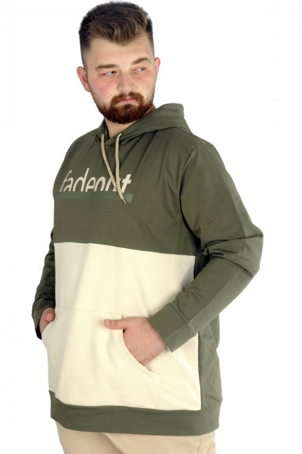 Mode XL Erkek Sweat Kapşon Fadeout 22526 Haki - 3