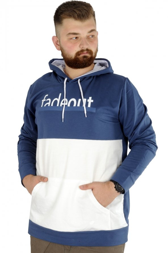 Mode XL Erkek Sweat Kapşon Fadeout 22526 Mavi