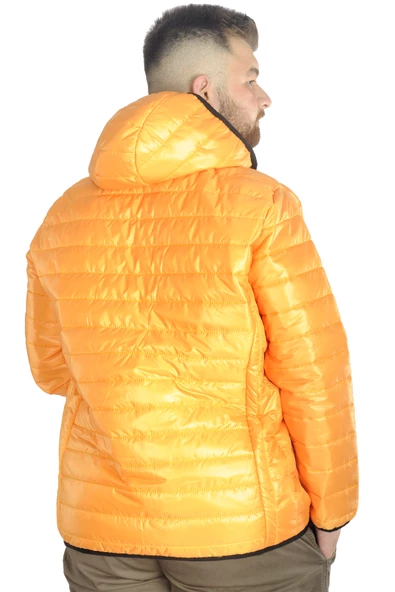 Mode XL Büyük Beden Mont Kapitone Kapşonlu 22602 Sarı - 3